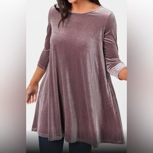 Beautiful Agnes and Dora swing velvet dress in mauve 3/4 sleeves Sz xxl